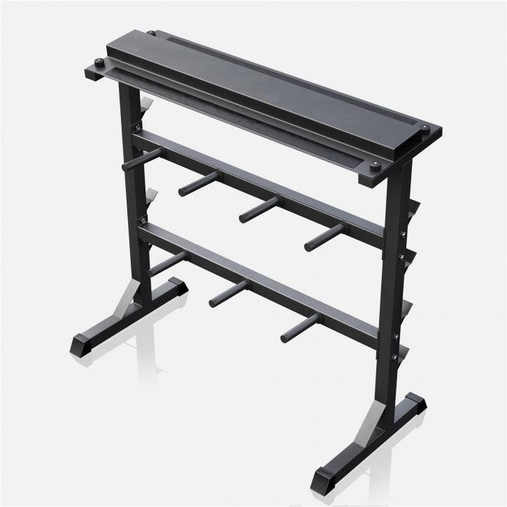 Vægtskive, vægtstang og håndvægte holder (Sort)