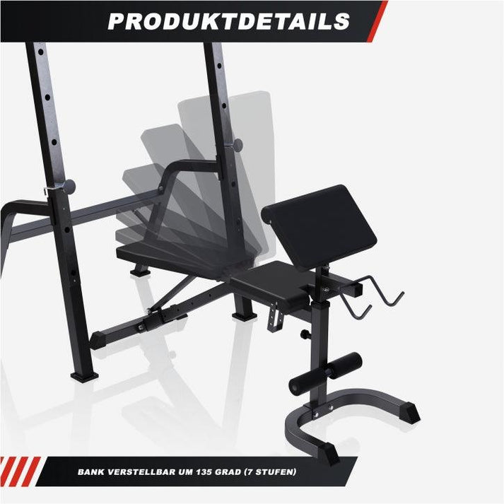 Træningsbænk + Curl Pult + Squat rack