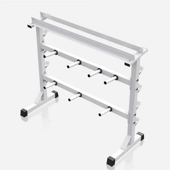 Vægtskive, vægtstang og håndvægte holder (hvid)