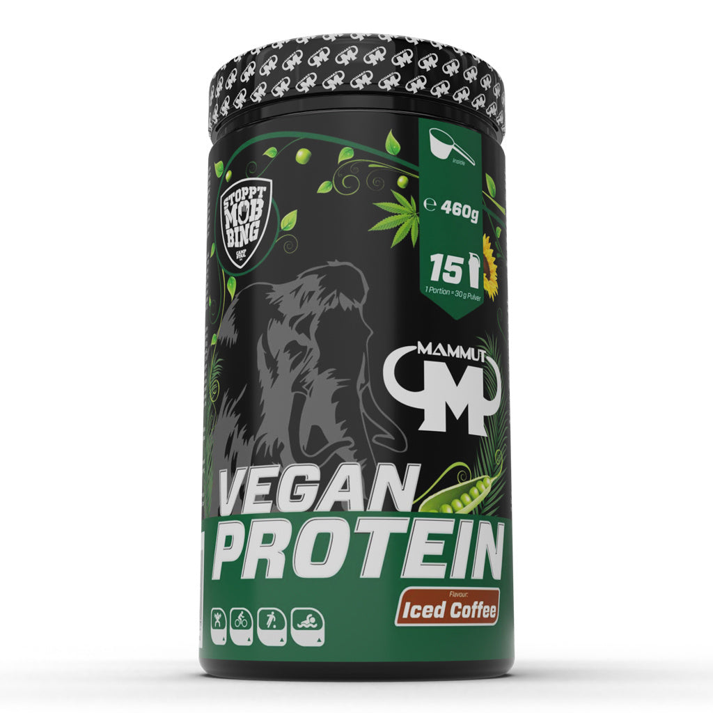 Plantebaseret VEGANSK PROTEIN - ISKAFFE - 460 G DÅSE