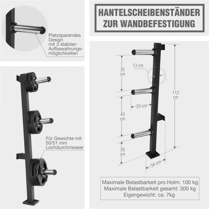 Vægtskiveholder til vægmontering (50mm) - Nordic Strength