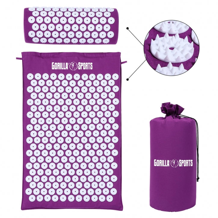 Akupressurmåtte lilla med pude og bæretaske