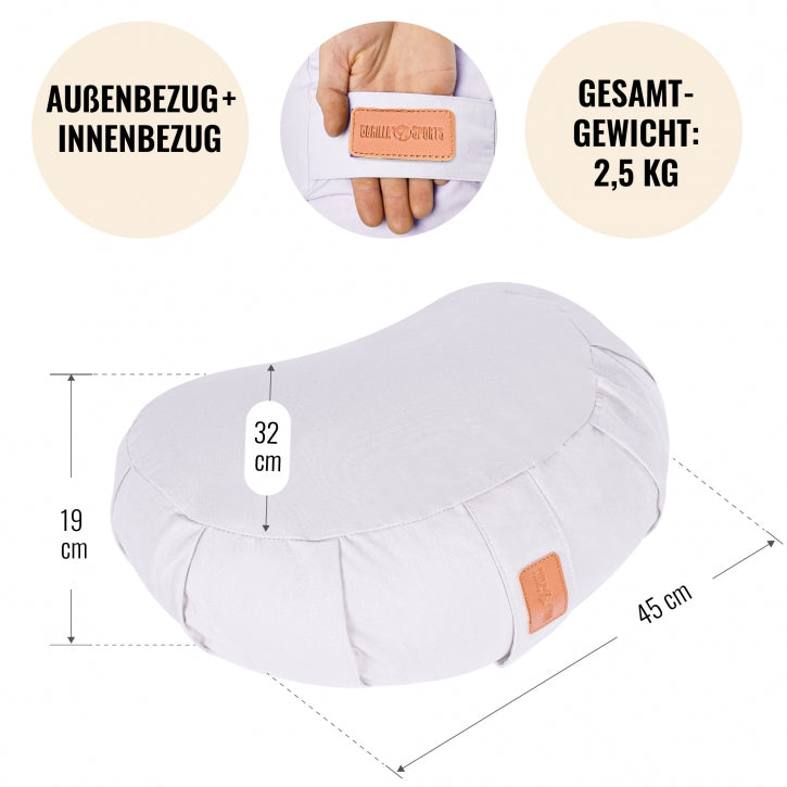 Meditationspude (halvmåne) Sandfarvet