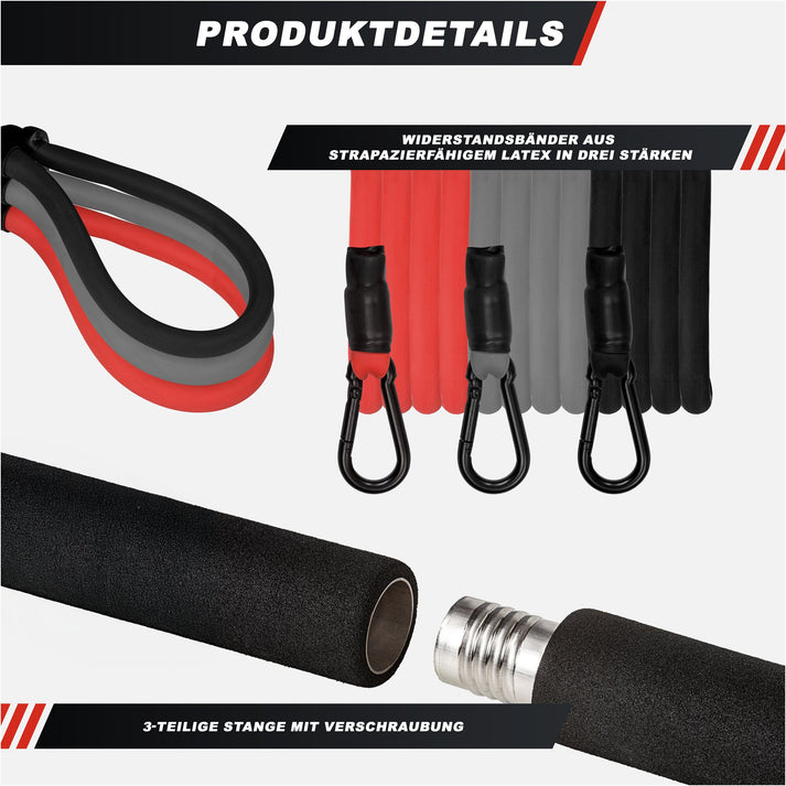 Pilates Bar Sæt (med 3 elastikker)