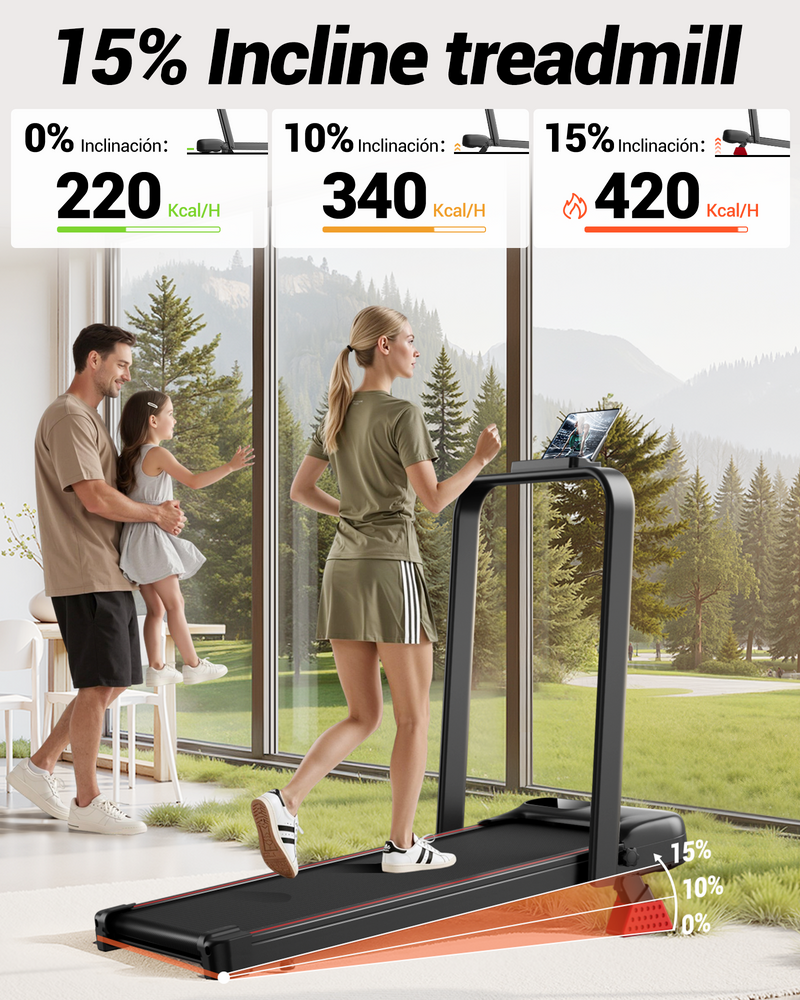 Sammenklappelig 3-i-1 Walking Pad med 10 % / 15 % stigning