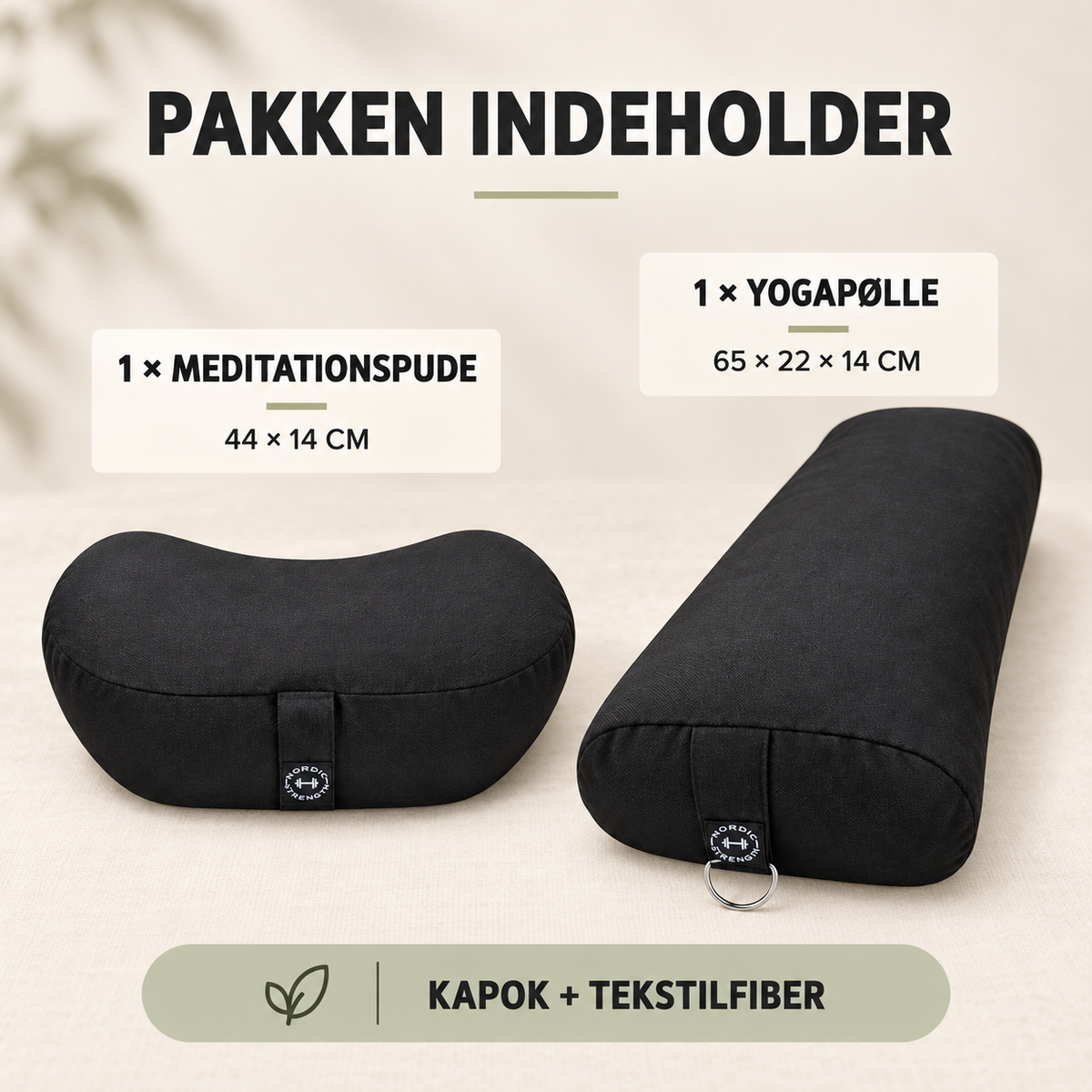 Yogapølle & Meditationspude i sort (Pakketilbud)