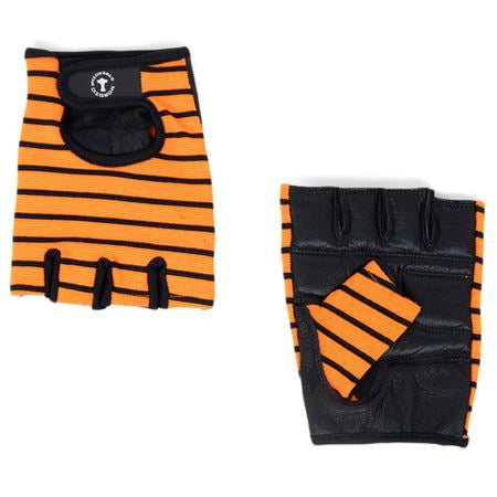 Træningshandsker med læder grebsflade i sort/orange fra Nordic Strength