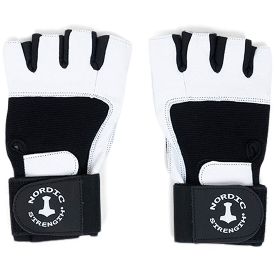 Træningshandsker med dobbelt luk i sort/hvid fra Nordic Strength