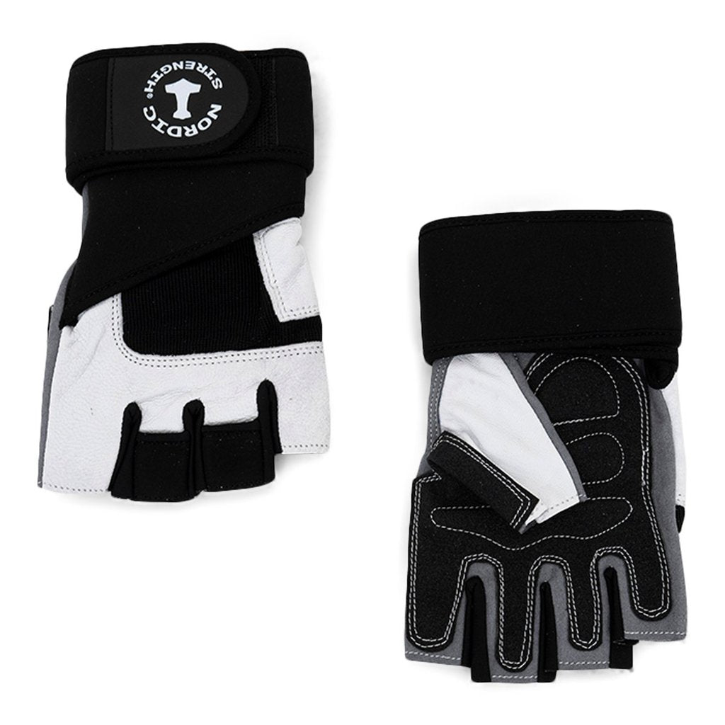 Træningshandsker med håndledsstøtte i sort/hvid fra Nordic Strength