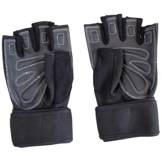 Træningshandsker m. støtte i sort læder (Nordic Strength)