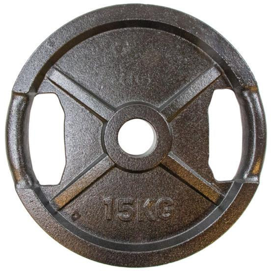 Vægtskive sort metal med greb (50 mm) - 15 kg