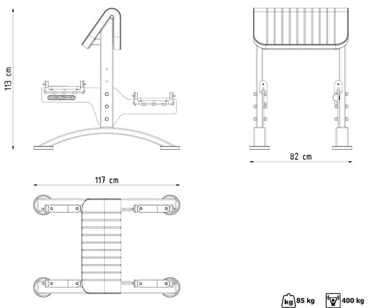 Stående Curlbænk til fitnesscenter (RESTSALG)