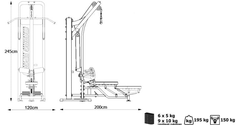 Trækstation / Træktårn til Fitnesscenter (Skaffevare)