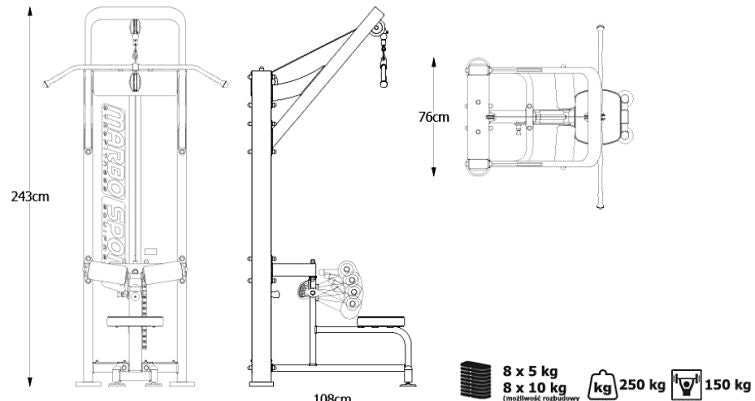 Professionel Træktårn til Fitnesscenter (Skaffevare)