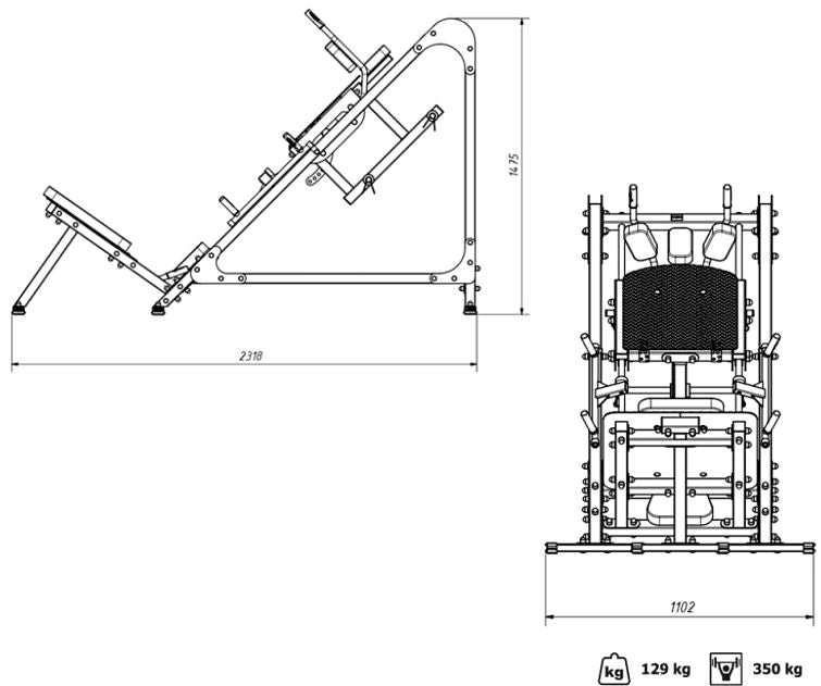 2 i 1 Benpres og hack squat maskine