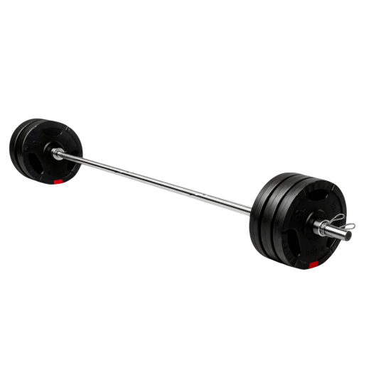 170 cm vægtstang fjederluk + 60 kilo vægtskiver med greb