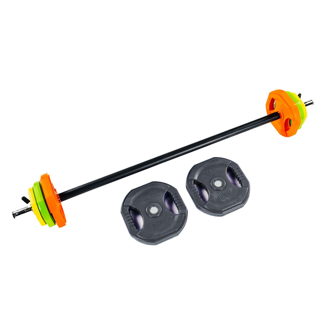 Aerobic vægtstangssæt farvet & sort - 40 kg