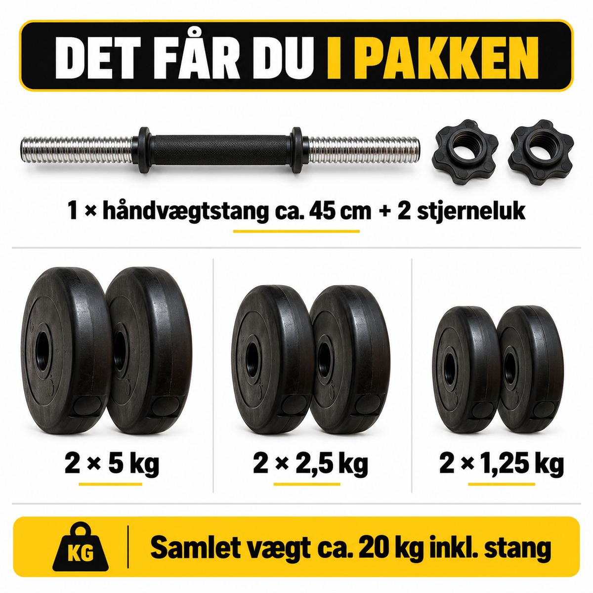 Justerbar håndvægt (ca. 20 kg) - 30 mm