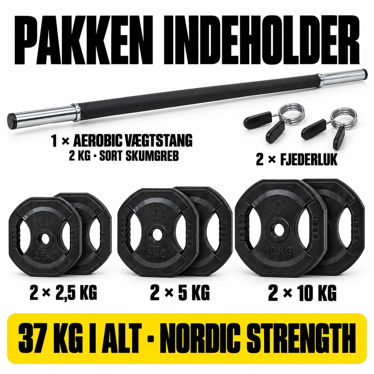 Aerobic vægtstangssæt 37 kg | Nordic Strength