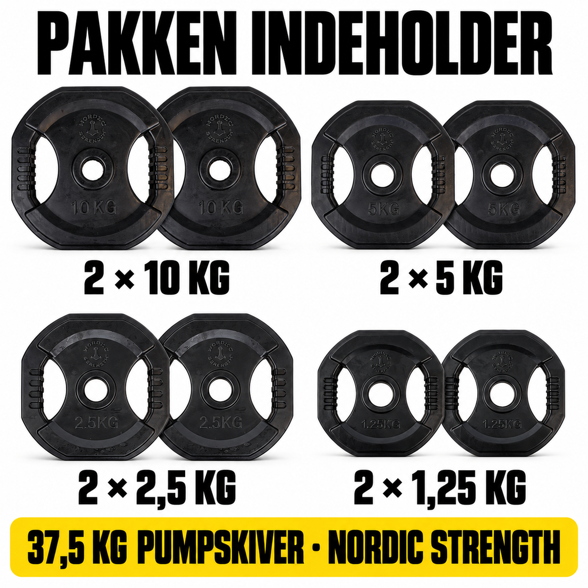 Sort pump-skivesæt 37,5 kg | Nordic Strength
