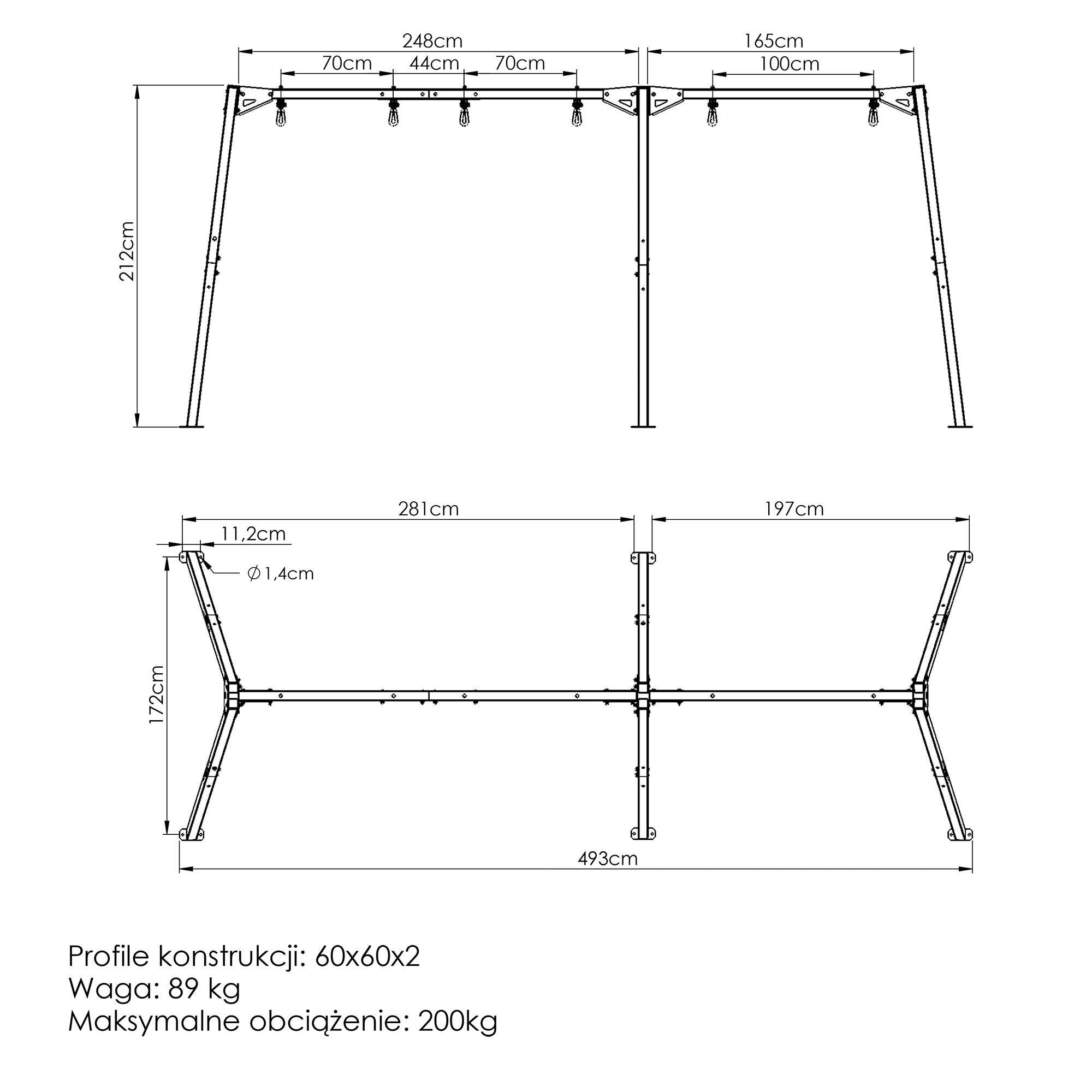 Trepersoners gynge med kuglelejer (Skaffevare)