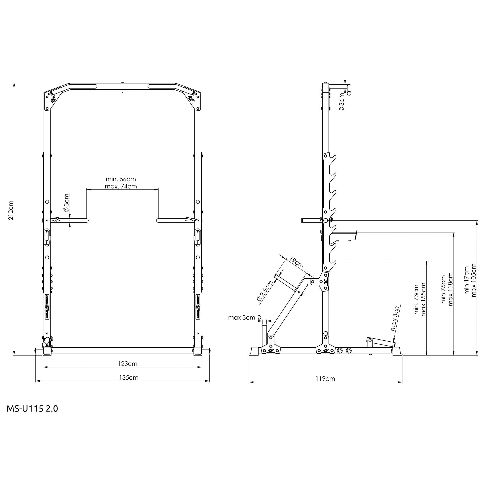 Semi-Pro Squat half-rack med pull-up stang og dip-station