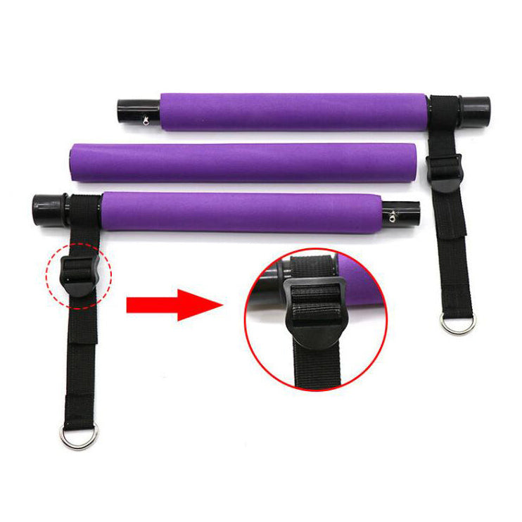 Pilates bar med justerbare remme og 6 elastikker