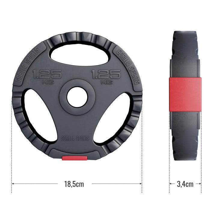 Vægtskive med greb i hård plast 1,25 kg (30 mm)