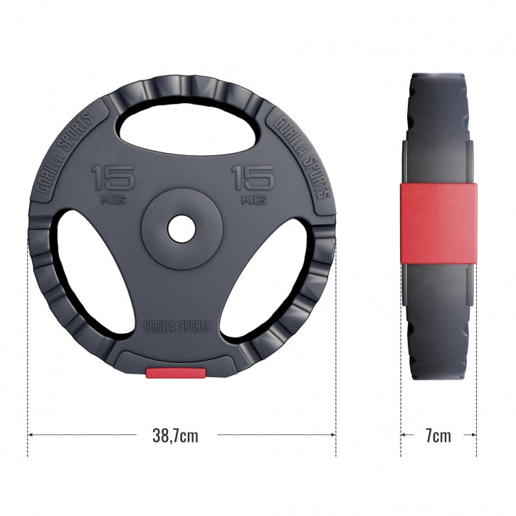 Vægtskive med greb i hård plast 15 kg (30 mm)