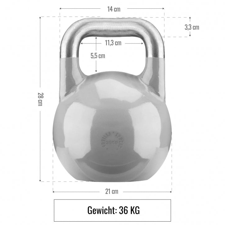 Competition kettlebell 36 kg - Grå