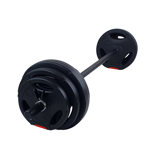 Billigt Aerobic vægtstang sæt (20 kg) med grip vægtskiver (sort)