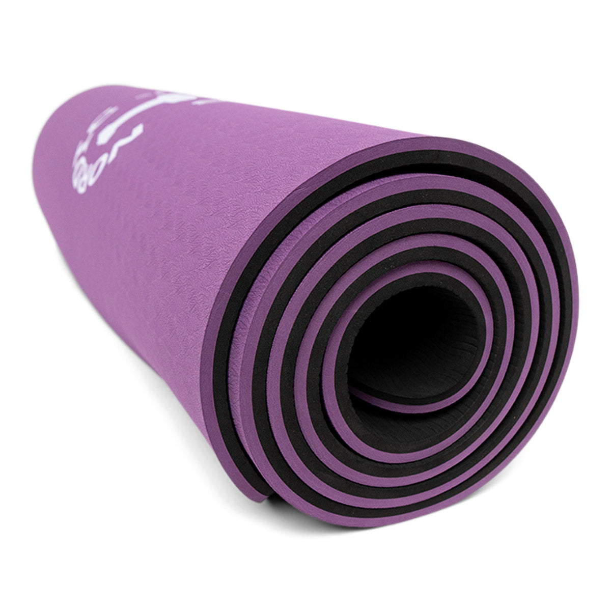TPE Yogamåtte 10mm - Sort/lilla + bærestrop