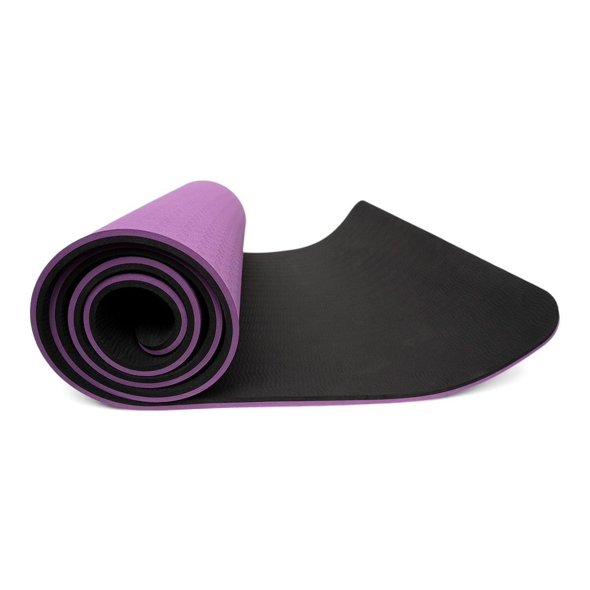 TPE Yogamåtte 10mm - Sort/lilla + bærestrop