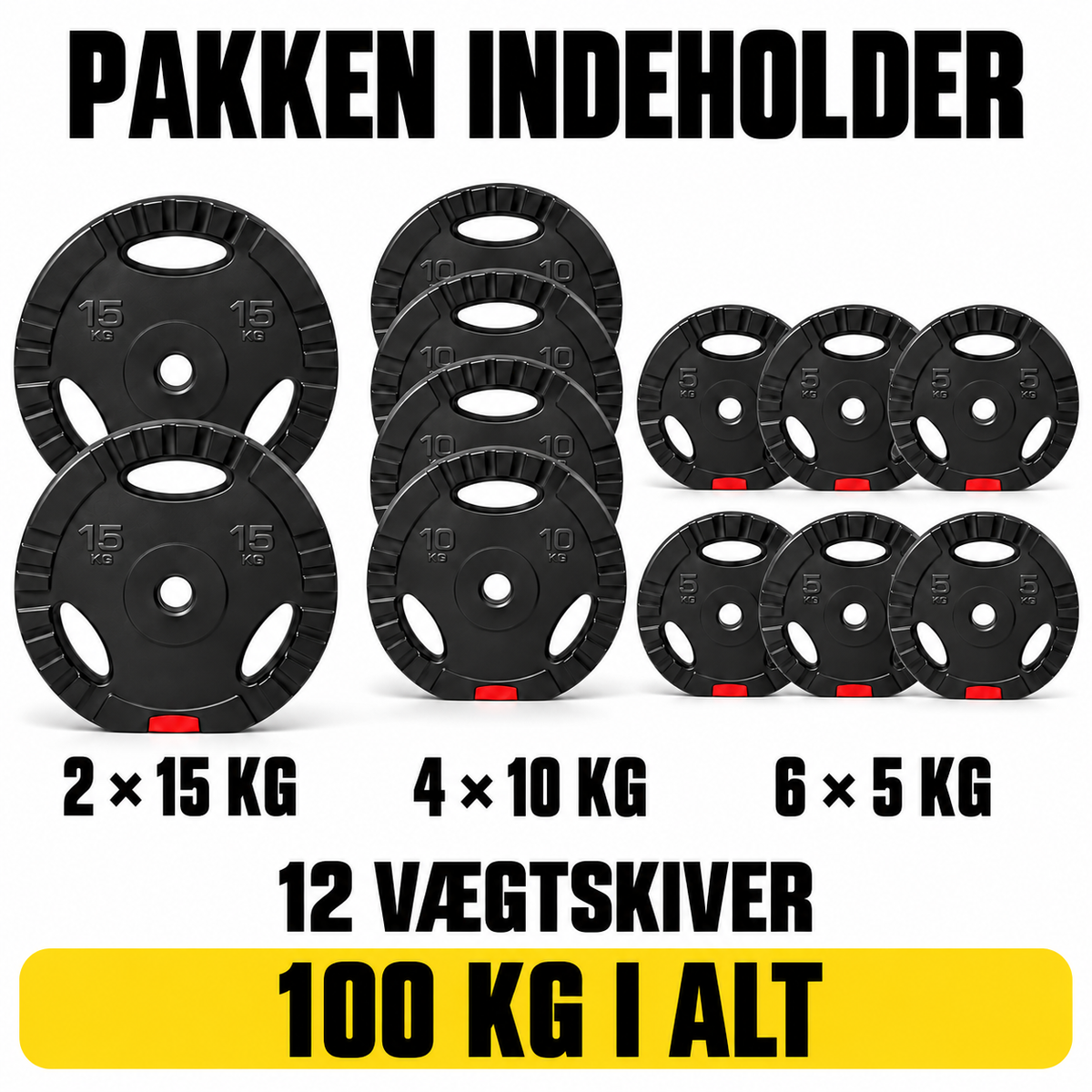 100 kg vægtskiver med greb – 30 mm