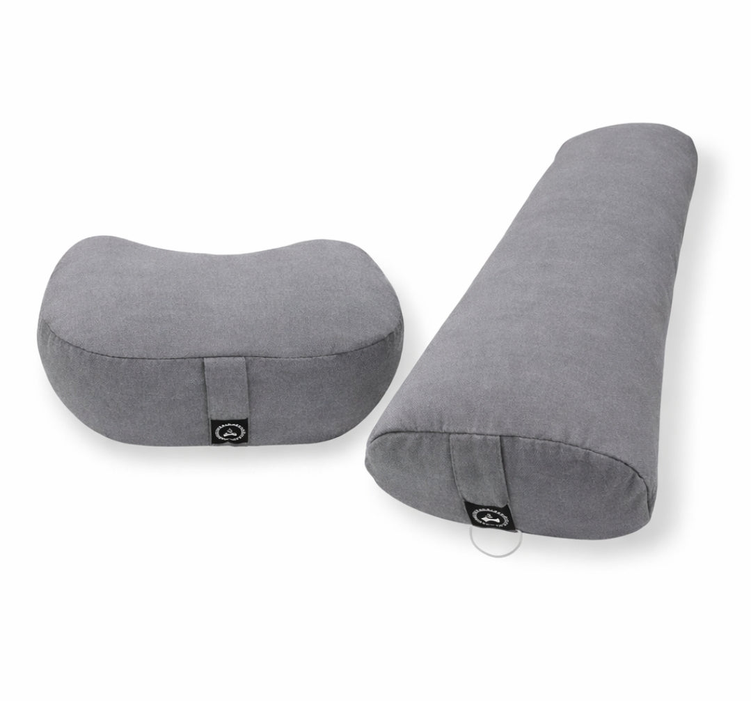 Yogapølle & Meditationspude i grå (Pakketilbud)