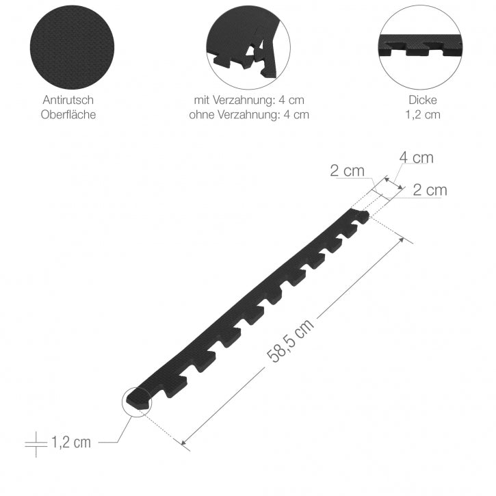 Gorilla fitnessgulv (sæt med 6 stk) Sort
