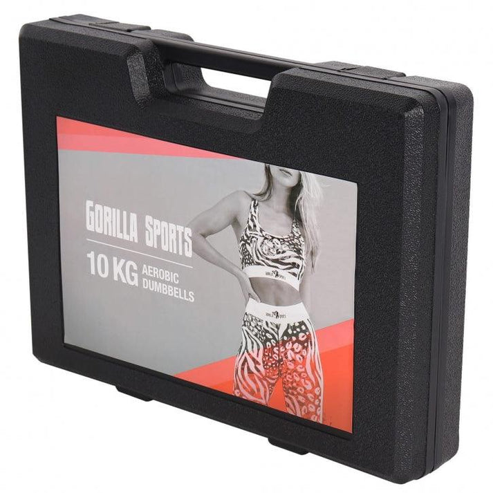 Aerobic håndvægtsæt med kuffert (10 kg)
