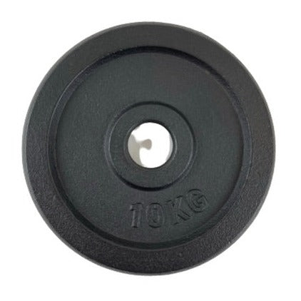 Se Vægtskive sort metal (50 mm) - 10 kg hos Billig-fitness.dk