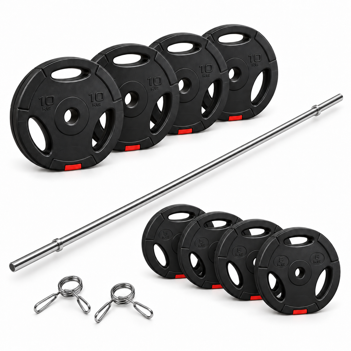 Vægtstangssæt 170 cm med 60 kg vægtskiver – 30 mm