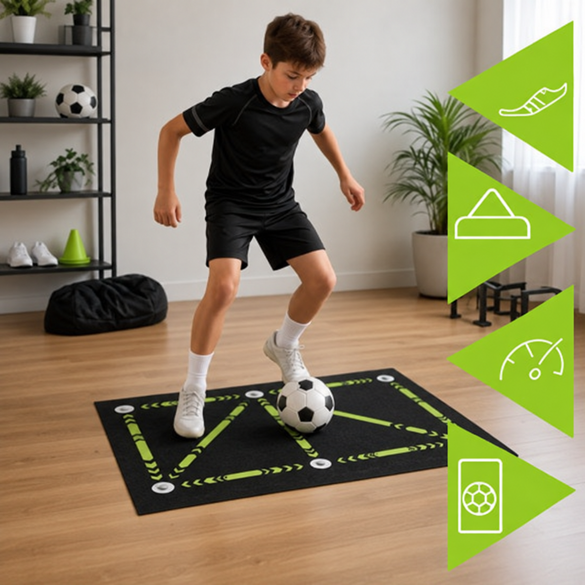 Fodbold træningsmåtte 90 x 60 cm | Boldkontrol