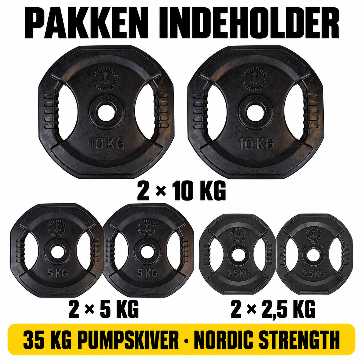 Sort pump-skivesæt 35 kg | Nordic Strength