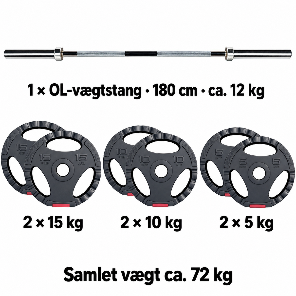 OL-vægtstangssæt 72 kg med greb | 50 mm