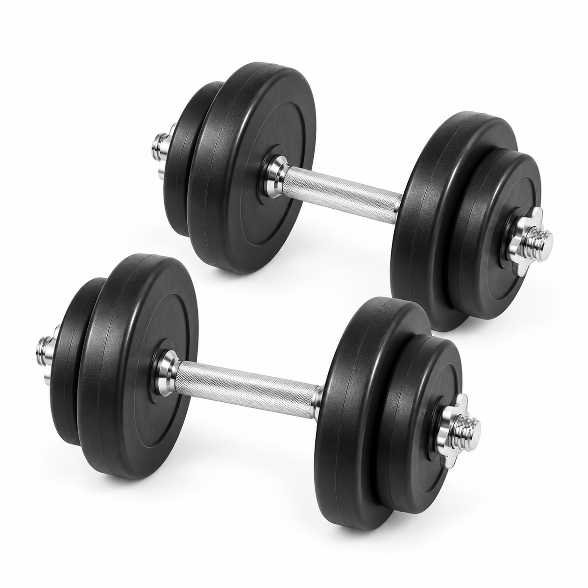 Justerbart håndvægtssæt 20 kg – 2 × 10 kg, 30 mm (Billig fitness pakkepris)