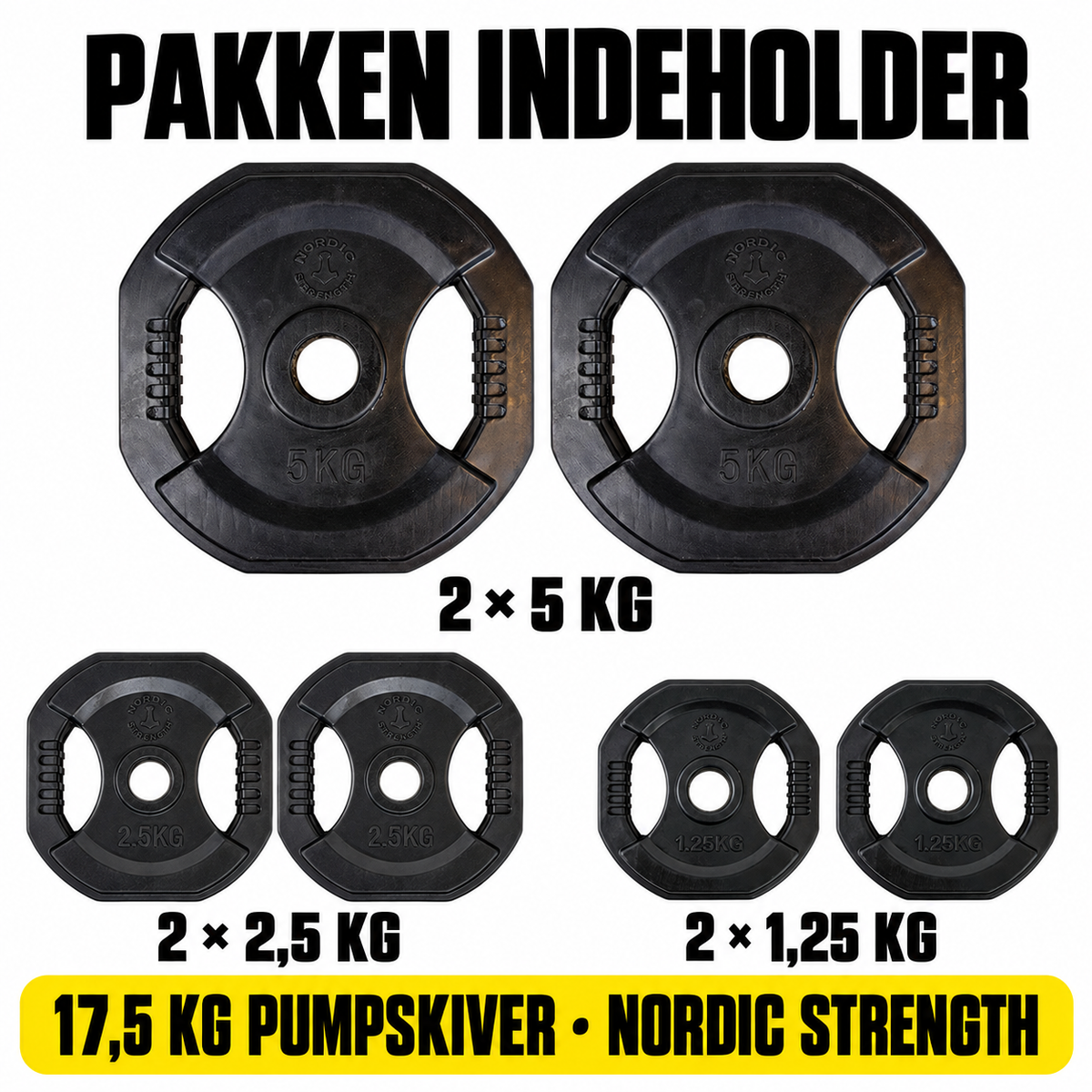 Sort pump-skivesæt 17,5 kg | Nordic Strength