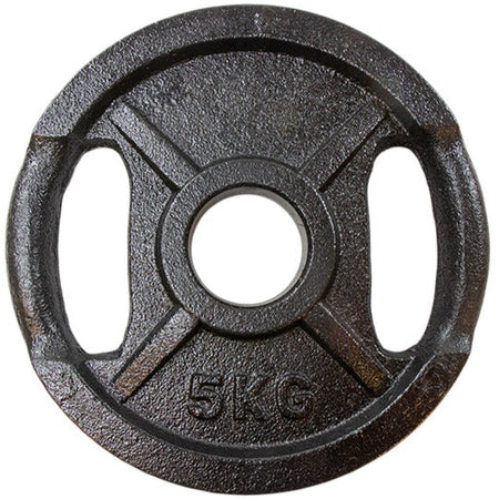 Vægtskive sort metal med greb (50 mm) - 5 kg