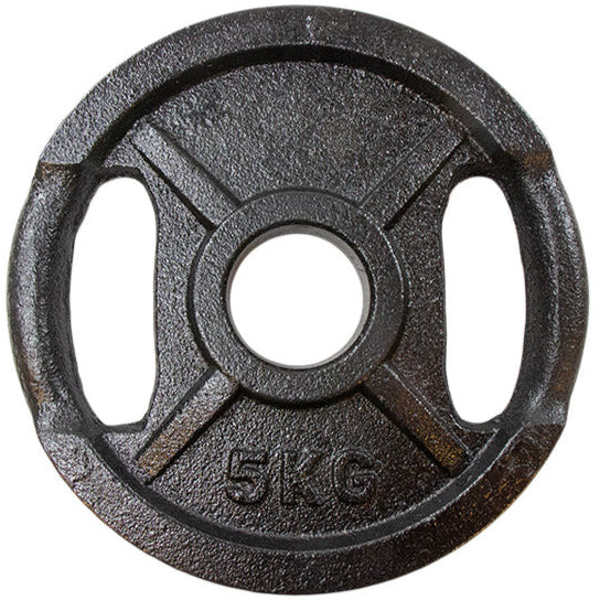 Vægtskive sort metal med greb (50 mm) - 5 kg