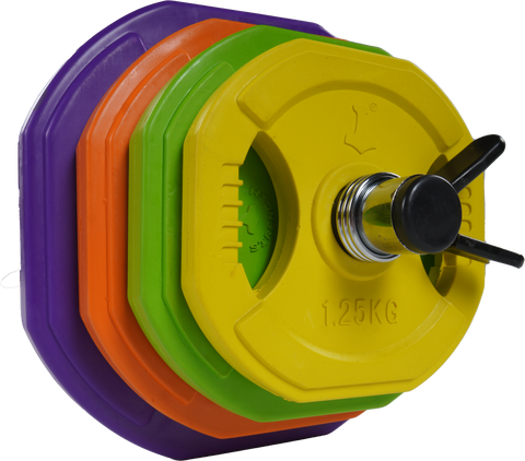 Aerobic vægtstangssæt farvet & sort - 40 kg