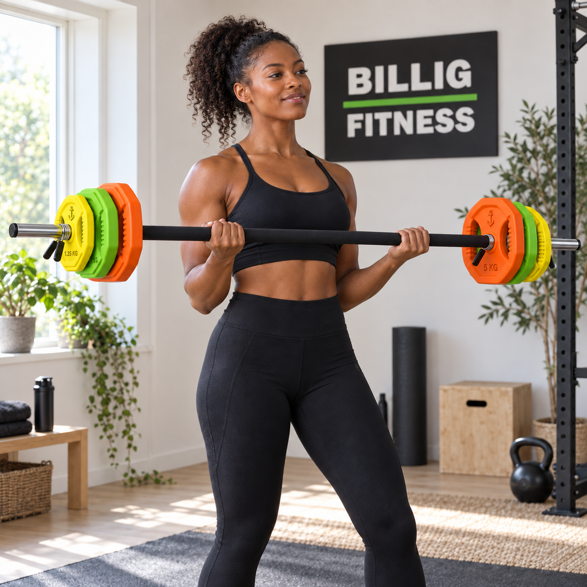 Aerobic vægtstangssæt ca. 20 kg – farvet BodyPump-sæt