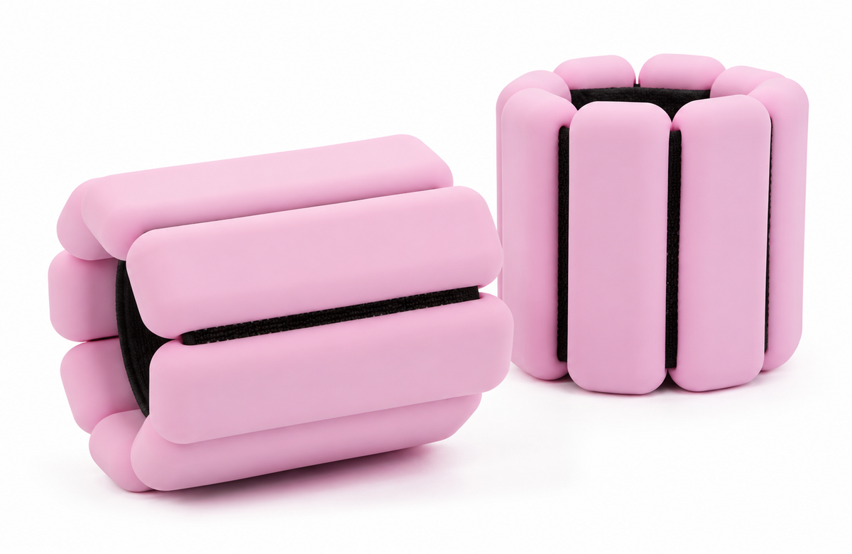 Vandtætte ankel- og håndledsvægte i silikone – pink 2×1 kg