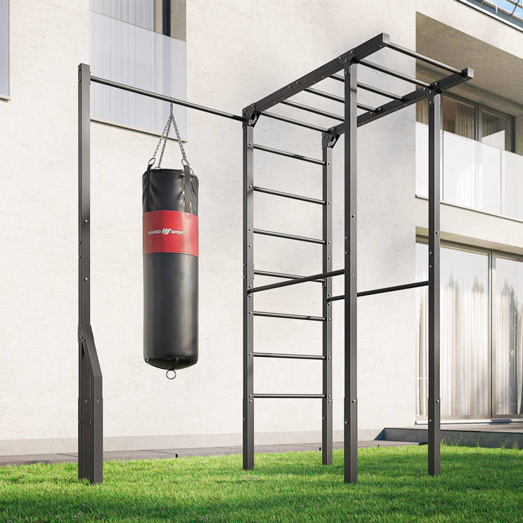 Ribbevæg med pull-up stang og boksepude-holder (Skaffevare)